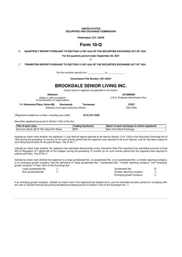 Vorschaubild Brookdale Senior Living
 10-Q Quartalsbericht 2021 