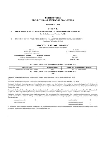 Thumbnail Brookdale Senior Living
 10-K Annual Report 2021