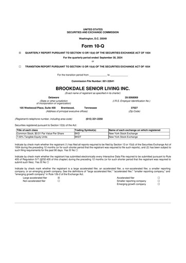 Vorschaubild Brookdale Senior Living
 10-Q Quartalsbericht 2024 