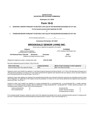 Vorschaubild Brookdale Senior Living
 10-Q Quartalsbericht 2025 