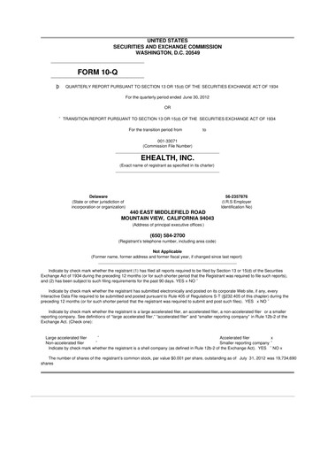 Thumbnail eHealth 10-Q Quarterly Report FY2012 