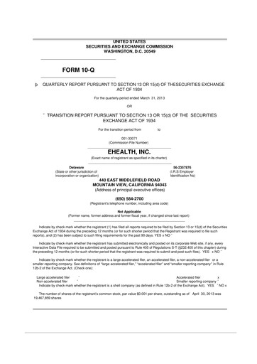 Thumbnail eHealth 10-Q Quarterly Report FY2013 