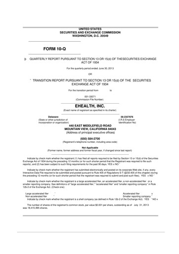 Thumbnail eHealth 10-Q Quarterly Report FY2013 