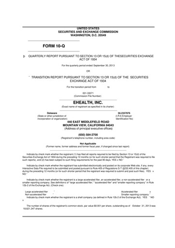 Thumbnail eHealth 10-Q Quarterly Report FY2013 