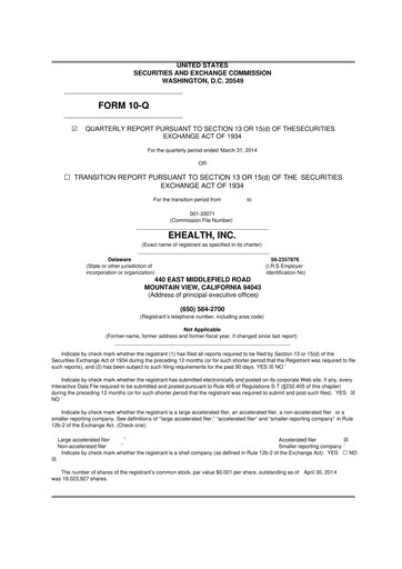 Thumbnail eHealth 10-Q Quarterly Report FY2014 
