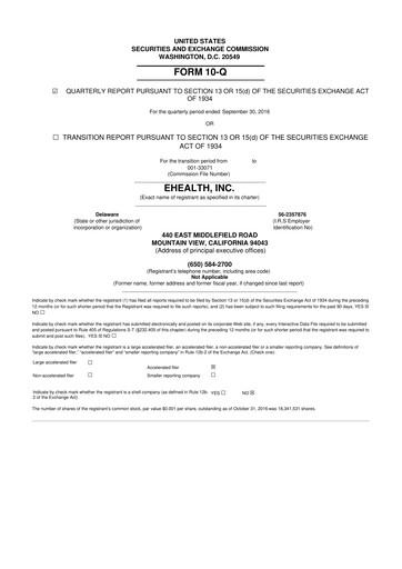 Thumbnail eHealth 10-Q Quarterly Report FY2016 