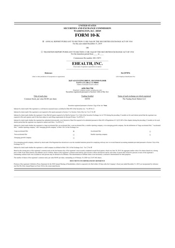 Thumbnail eHealth 10-K Annual Report 2019