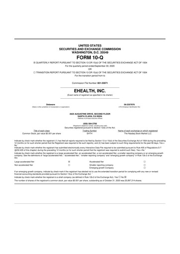 Thumbnail eHealth 10-Q Quarterly Report FY2020 