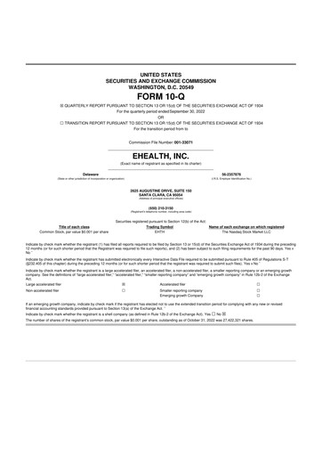 Thumbnail eHealth 10-Q Quarterly Report FY2022 