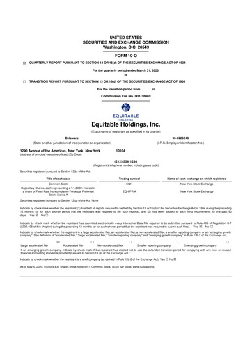 Miniature Equitable Holdings
 10-Q Rapport trimestriel 2020 
