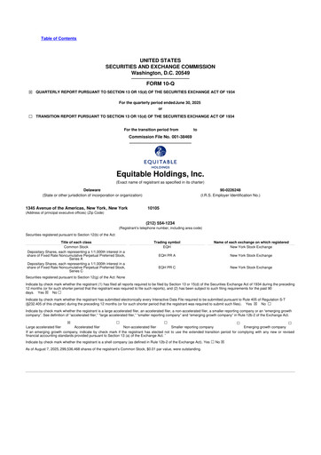 Miniature Equitable Holdings
 10-Q Rapport trimestriel 2025 