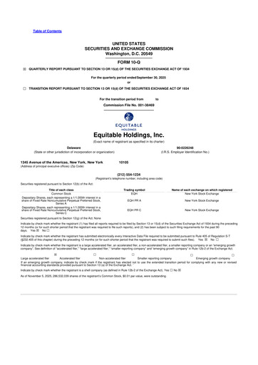 Miniature Equitable Holdings
 10-Q Rapport trimestriel 2025 