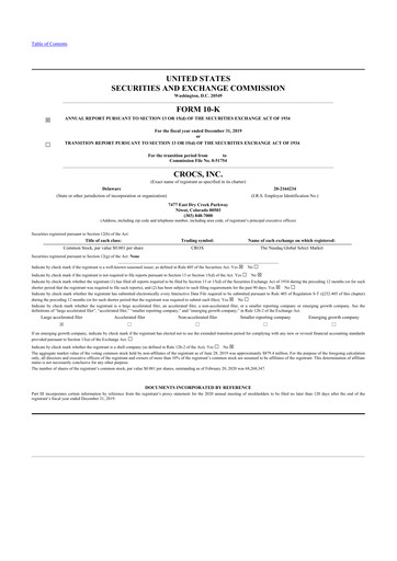 Thumbnail Crocs 10-K Annual Report 2019