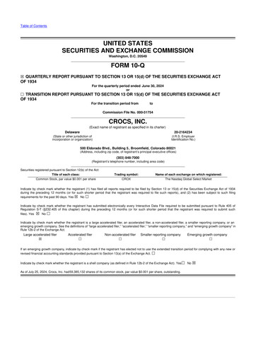 Miniature Crocs 10-Q Rapport trimestriel 2024 