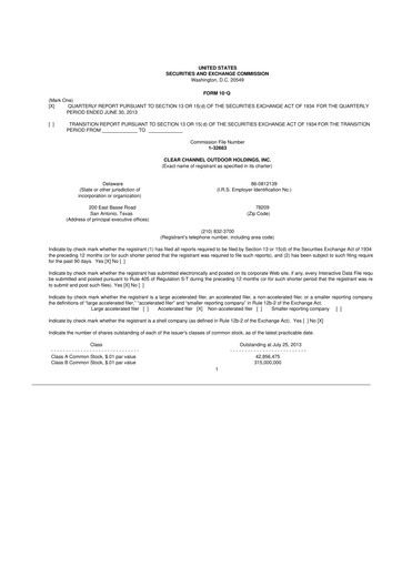 Thumbnail Clear Channel Outdoor
 10-Q Quarterly Report FY2013 