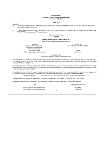 Thumbnail Clear Channel Outdoor
 10-Q Quarterly Report FY2014 
