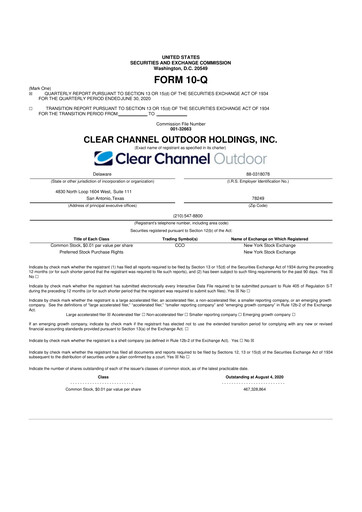 Thumbnail Clear Channel Outdoor
 10-Q Quarterly Report FY2020 