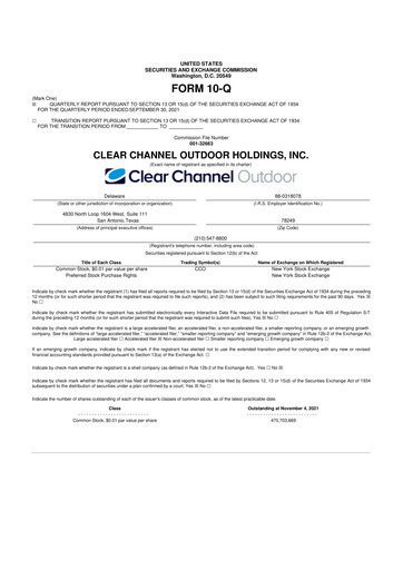 Thumbnail Clear Channel Outdoor
 10-Q Quarterly Report FY2021 