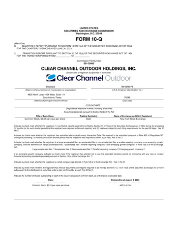 Thumbnail Clear Channel Outdoor
 10-Q Quarterly Report FY2023 