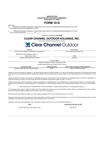Thumbnail Clear Channel Outdoor
 10-Q Quarterly Report FY2024 