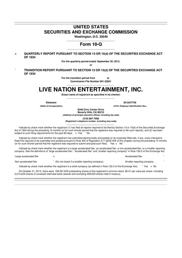 Thumbnail Live Nation
 10-Q Quarterly Report FY2013 