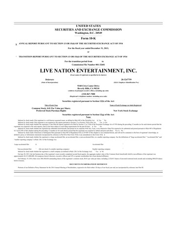 Miniature Live Nation
 10-K Rapport annuel 2013