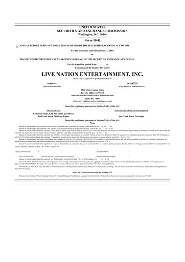 Miniature Live Nation
 10-K Rapport annuel 2014