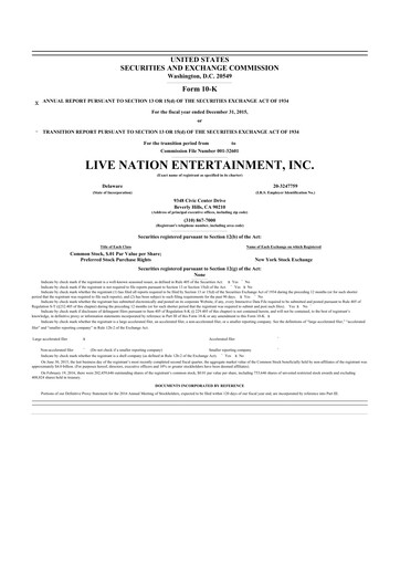 Miniature Live Nation
 10-K Rapport annuel 2015