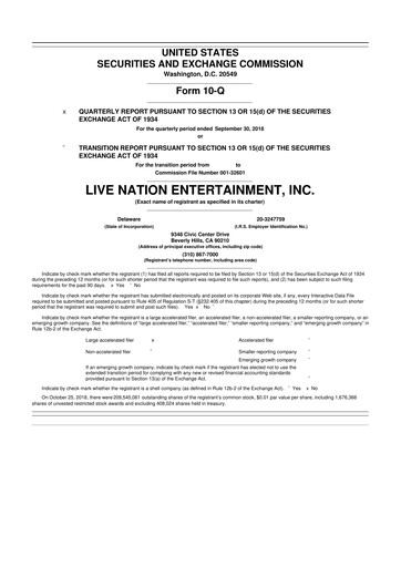 Thumbnail Live Nation
 10-Q Quarterly Report FY 
