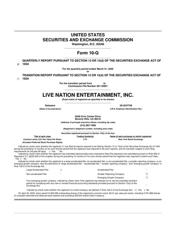 Thumbnail Live Nation
 10-Q Quarterly Report FY2020 