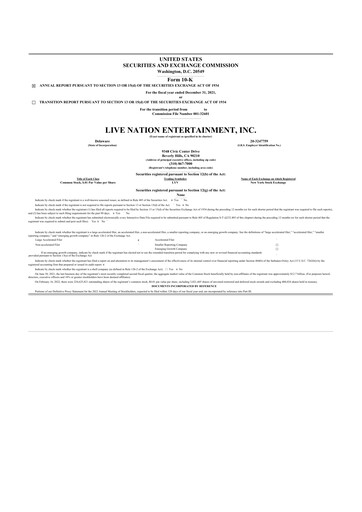 Miniature Live Nation
 10-K Rapport annuel 2021