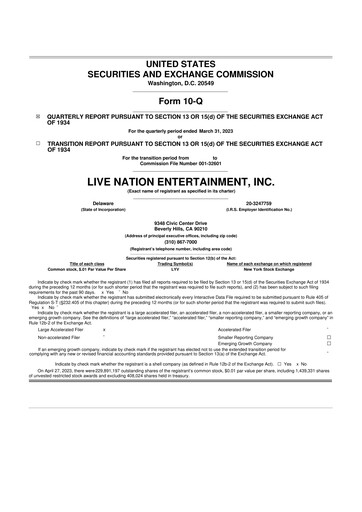 Thumbnail Live Nation
 10-Q Quarterly Report FY2023 