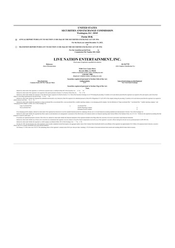 Miniature Live Nation
 10-K Rapport annuel 2023
