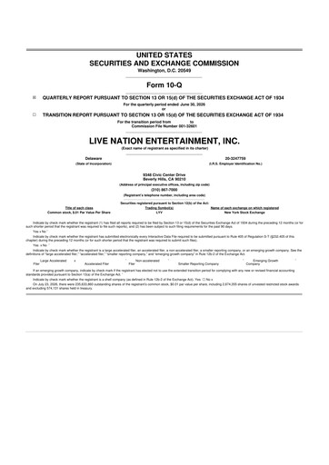 Thumbnail Live Nation
 10-Q Quarterly Report FY2026 