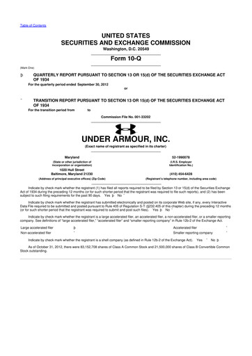 Vorschaubild Under Armour
 10-Q Quartalsbericht 2012 