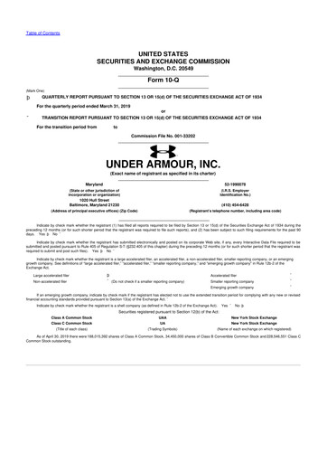 Vorschaubild Under Armour
 10-Q Quartalsbericht 2019 