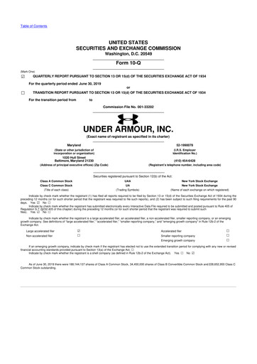 Vorschaubild Under Armour
 10-Q Quartalsbericht 2019 