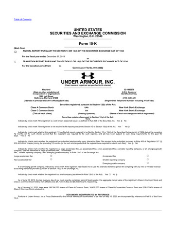 Thumbnail Under Armour
 10-K Annual Report 2019