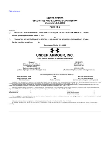 Vorschaubild Under Armour
 10-Q Quartalsbericht 2021 