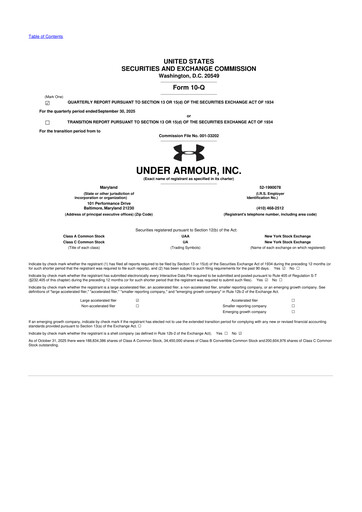 Vorschaubild Under Armour
 10-Q Quartalsbericht 2026 