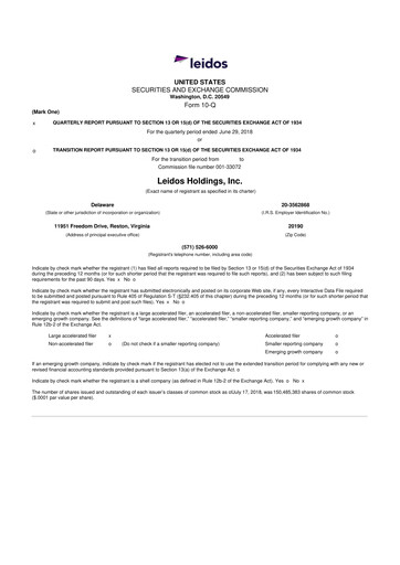 Thumbnail Leidos 10-Q Quarterly Report FY2018 