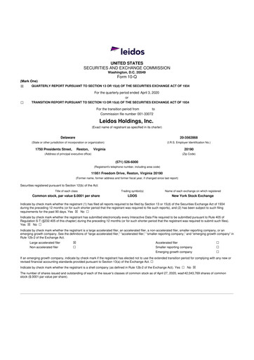 Thumbnail Leidos 10-Q Quarterly Report FY2020 