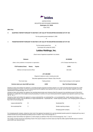Thumbnail Leidos 10-Q Quarterly Report FY 