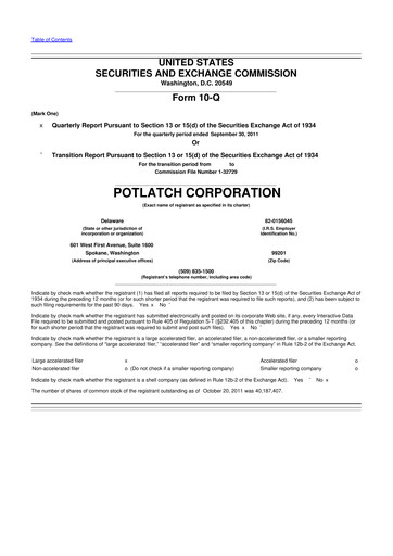 Thumbnail PotlatchDeltic
 10-Q Quarterly Report FY 