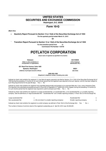 Thumbnail PotlatchDeltic
 10-Q Quarterly Report FY 