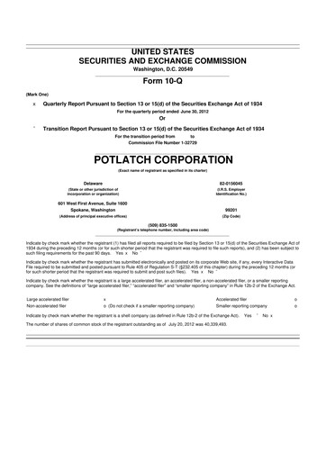 Thumbnail PotlatchDeltic
 10-Q Quarterly Report FY 