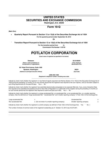 Thumbnail PotlatchDeltic
 10-Q Quarterly Report FY 