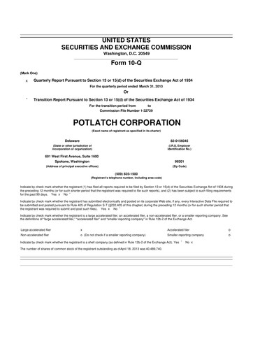 Thumbnail PotlatchDeltic
 10-Q Quarterly Report FY 