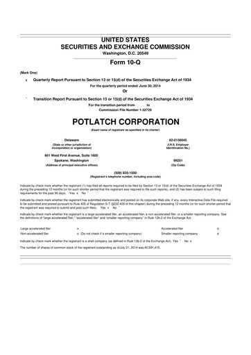 Thumbnail PotlatchDeltic
 10-Q Quarterly Report FY 