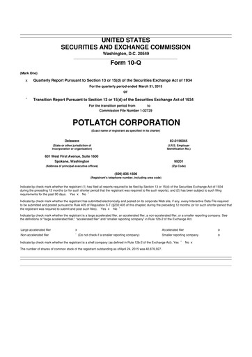 Thumbnail PotlatchDeltic
 10-Q Quarterly Report FY 